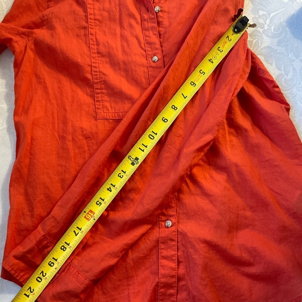 Lauren Ralph Lauren Shirt Orange Button Up Women Size Small Cotton Rollup Sleeve - Picture 6 of 8